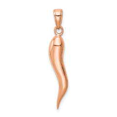 14k Rose Gold Large 3D Italian Horn Pendant