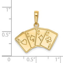 14K Gold Aces Playing Card Pendant with Polished Finish Solid Men's Charm