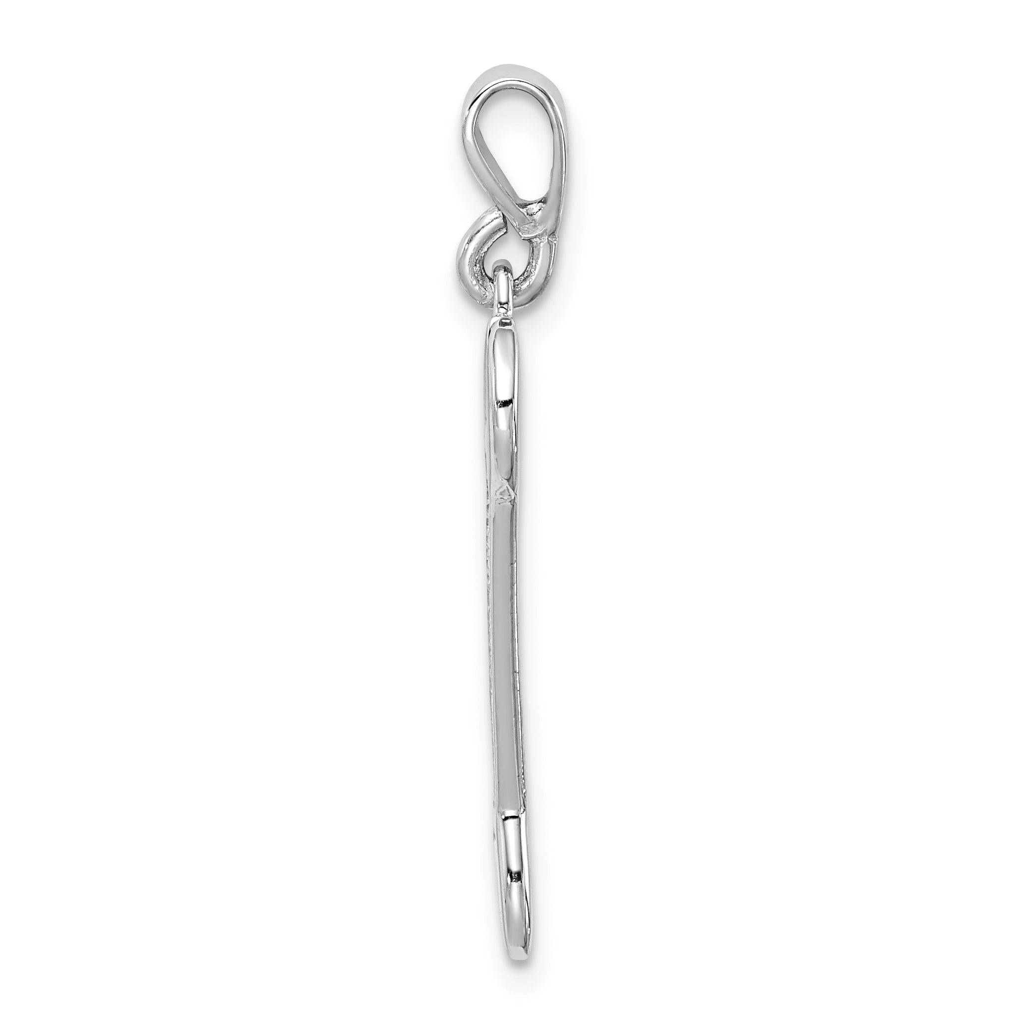 14K White Gold 3D Wrench Pendant with Rhodium Finish for Men