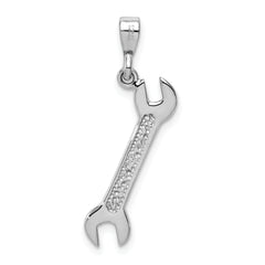 14K White Gold 3D Wrench Pendant with Rhodium Finish for Men