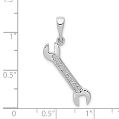 14K White Gold 3D Wrench Pendant with Rhodium Finish for Men