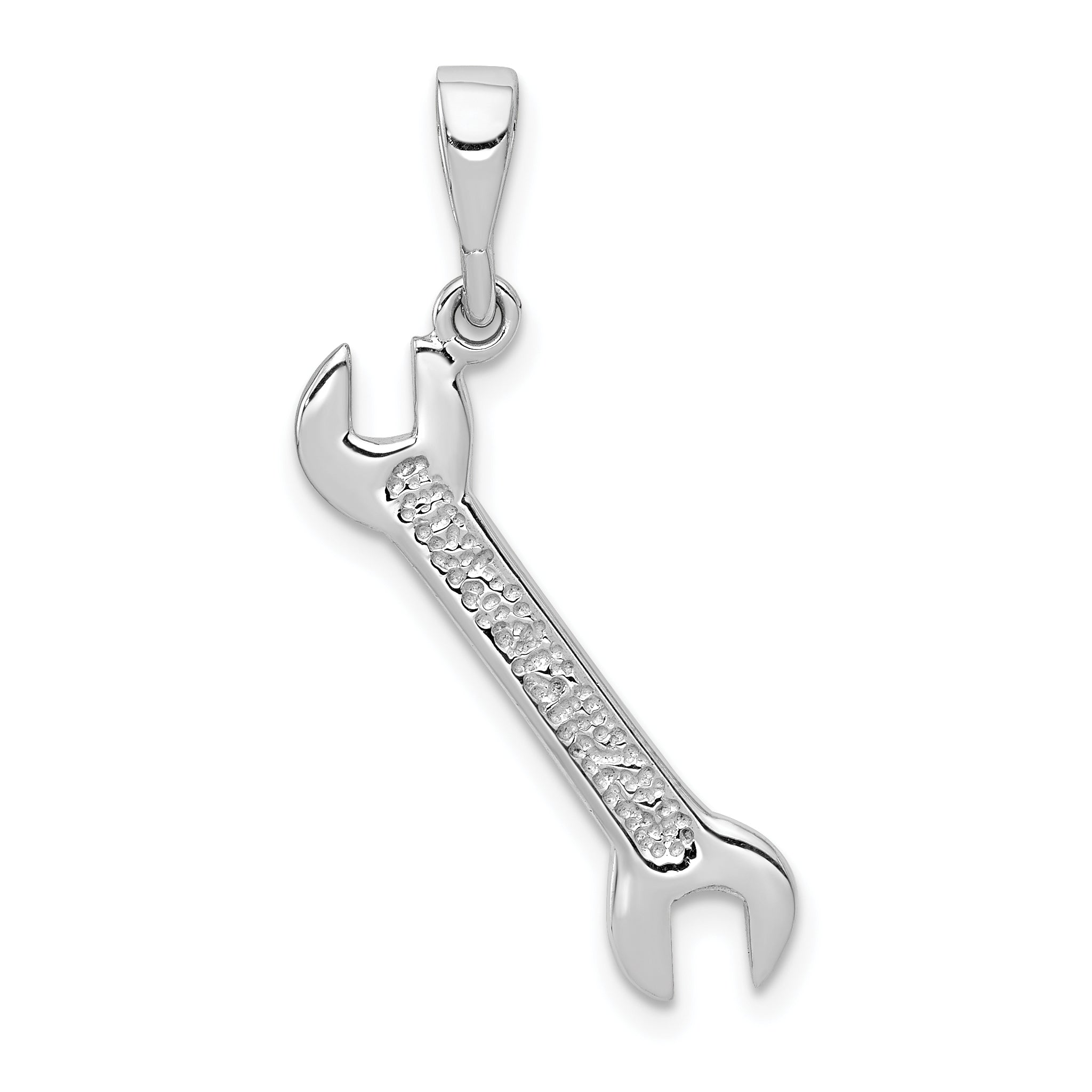 14k White Gold 3D Wrench Pendant