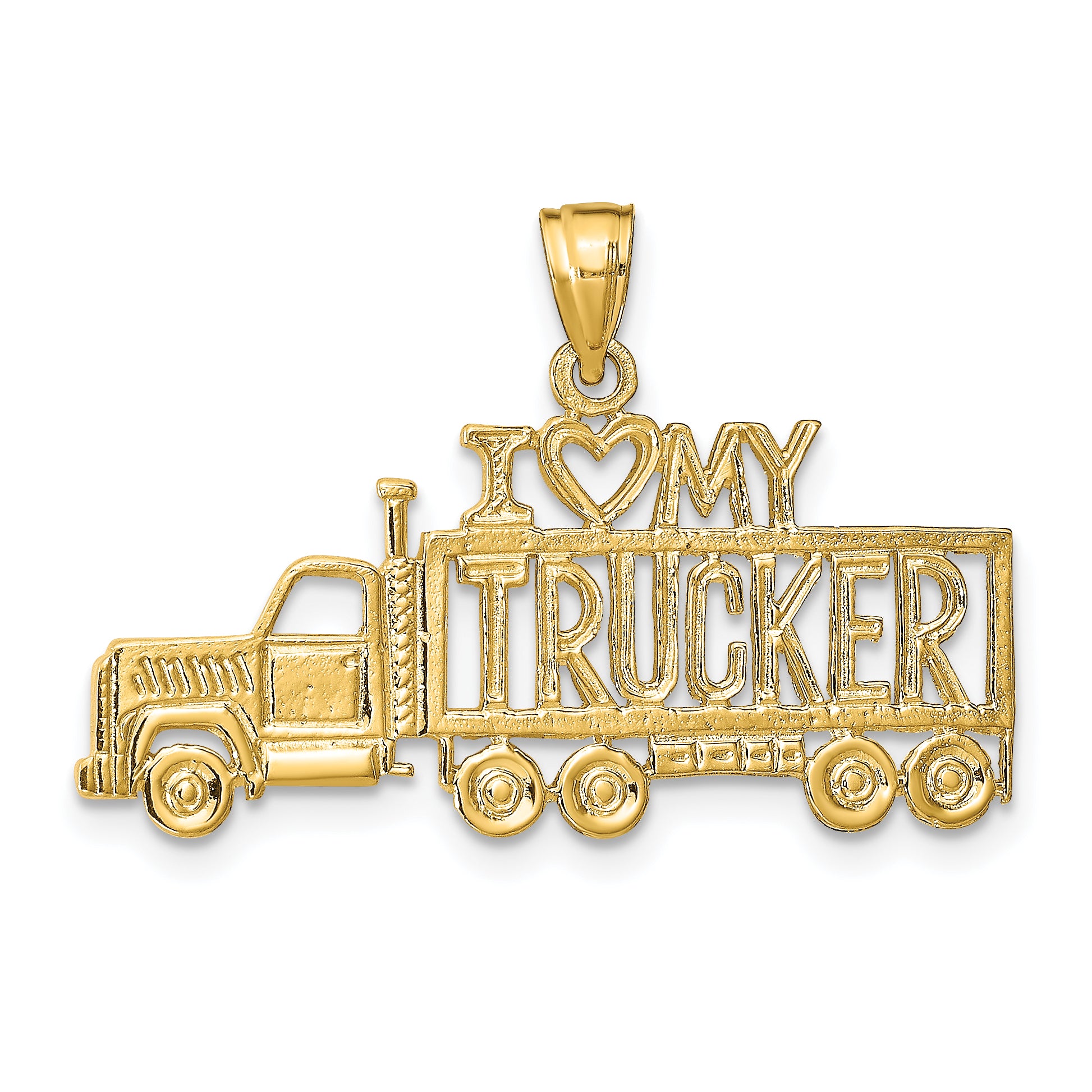 14k I LOVE MY TRUCKER Truck Pendant