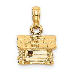 14K Gold 3-D Log Cabin Pendant | Solid, Casted, Themed Design