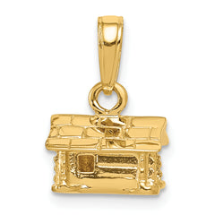 14k 3-D Log Cabin Pendant