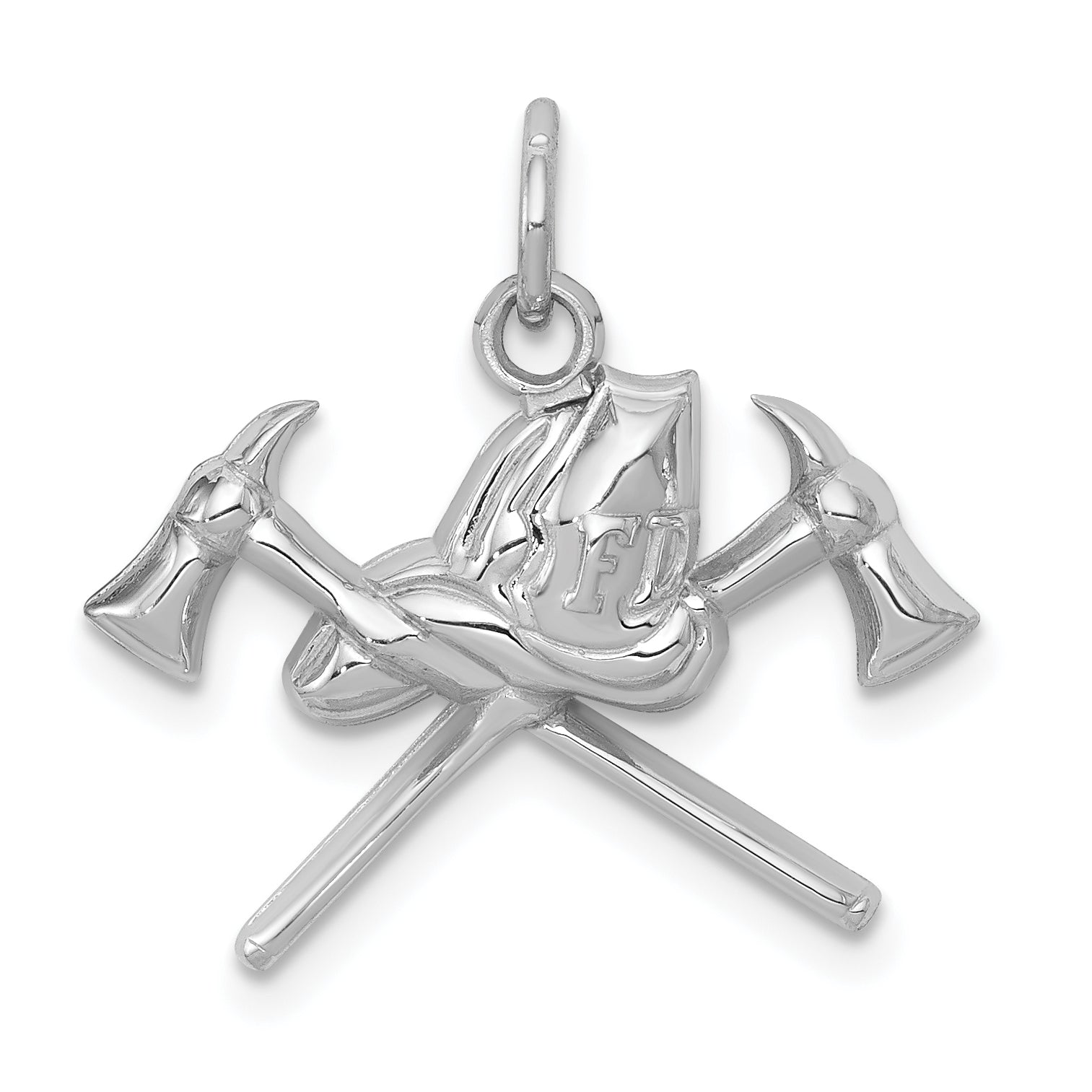 14k White Gold Fire Department Charm