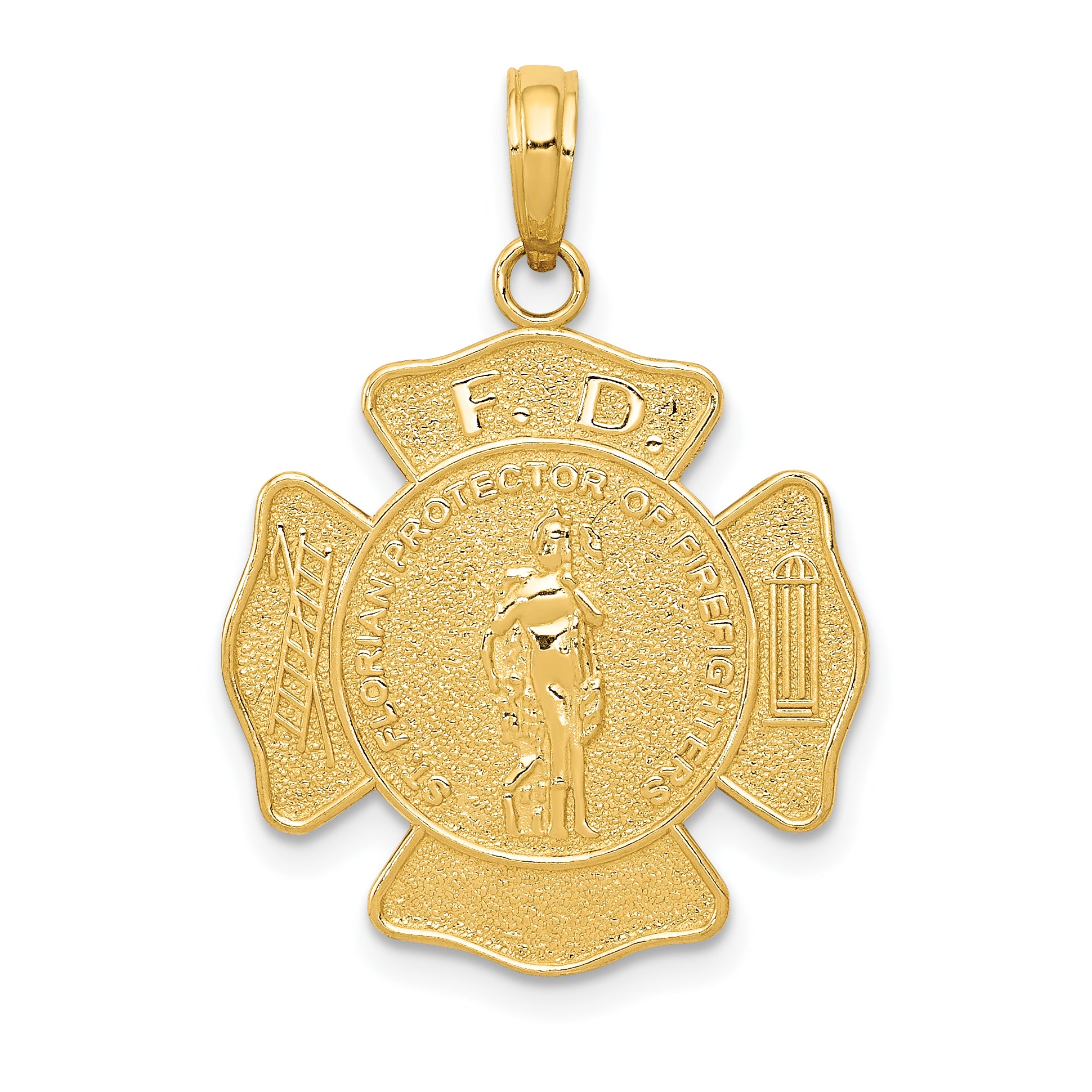 14k Fire Department FD St. Florian Badge Pendant