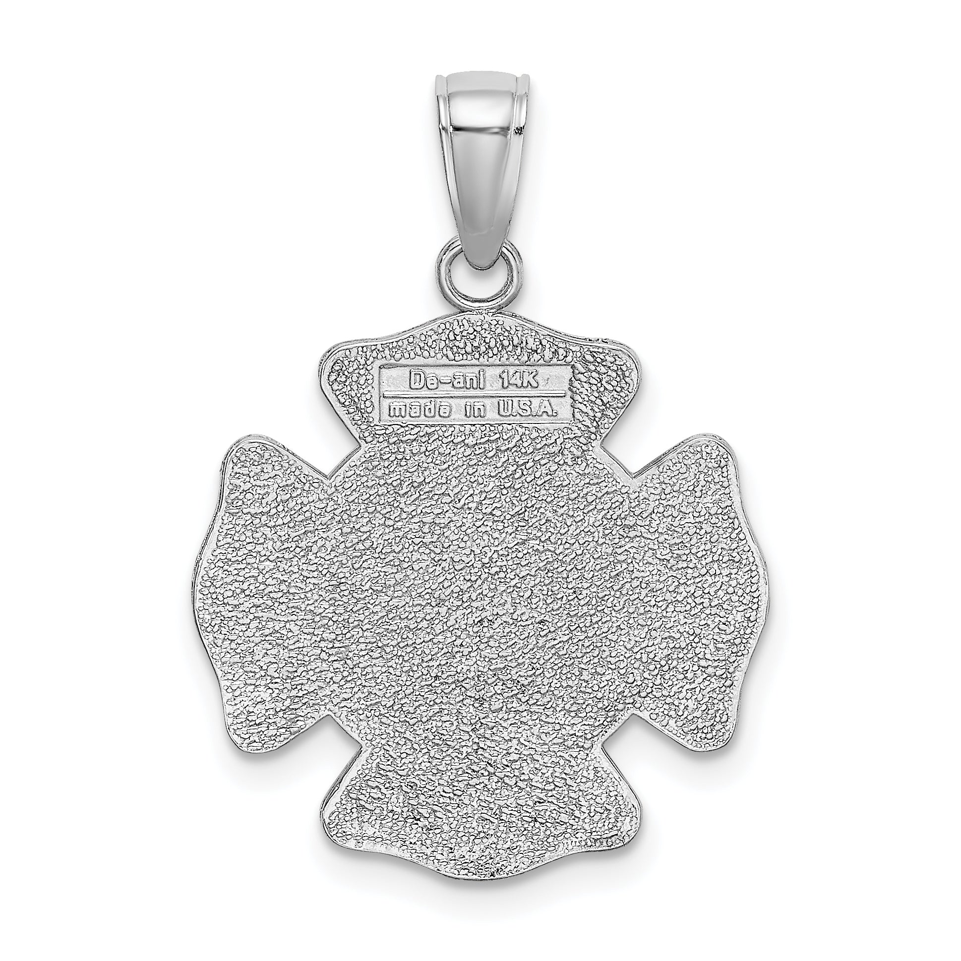 14k White Gold Fire Department FD St. Florian Badge Pendant