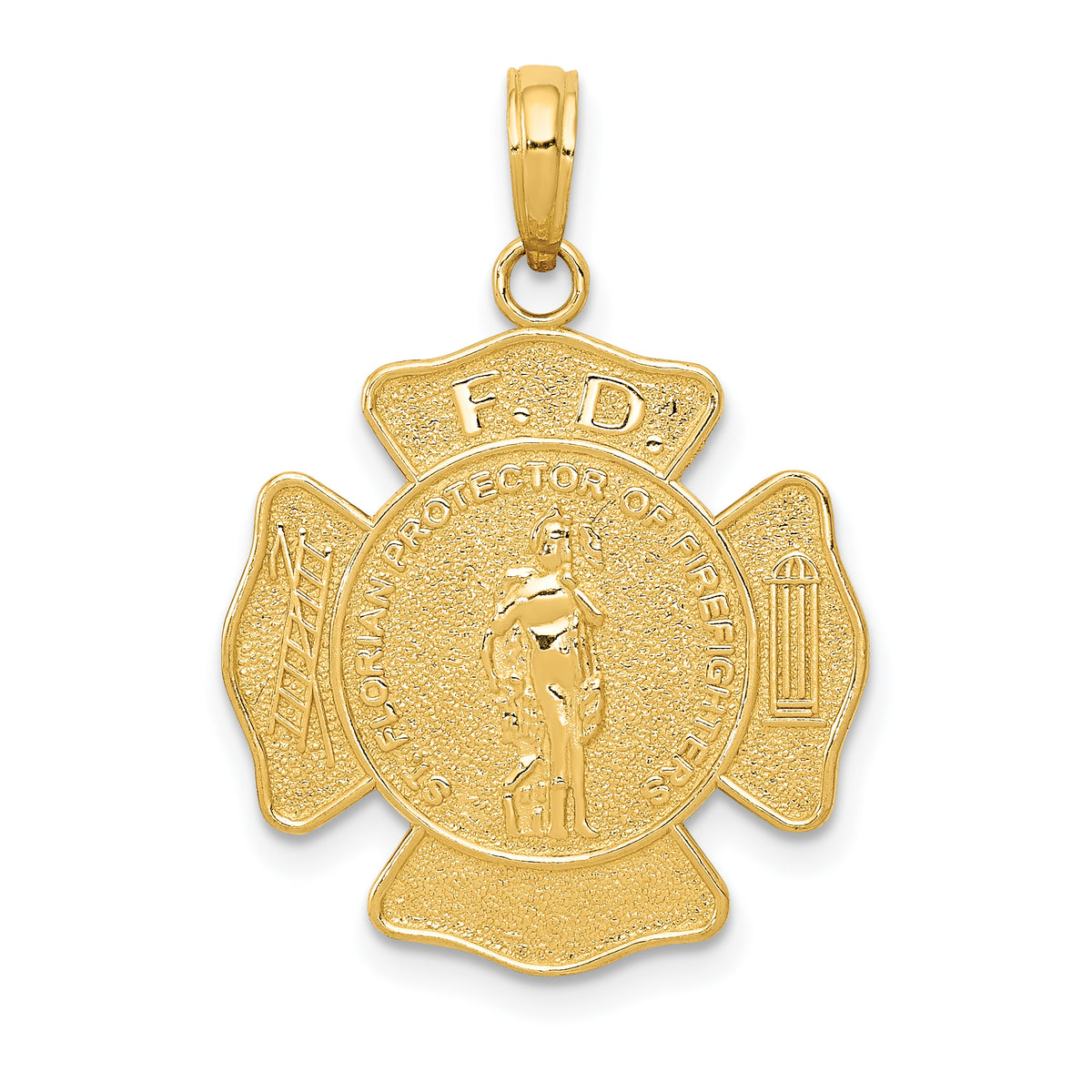 14k Fire Department FD St. Florian Badge Pendant