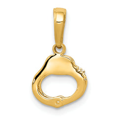 14K Gold Polished Handcuffs Pendant with Moveable 2-Piece Design