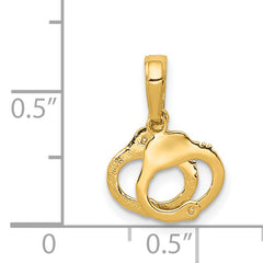 14K Gold Polished Handcuffs Pendant with Moveable 2-Piece Design