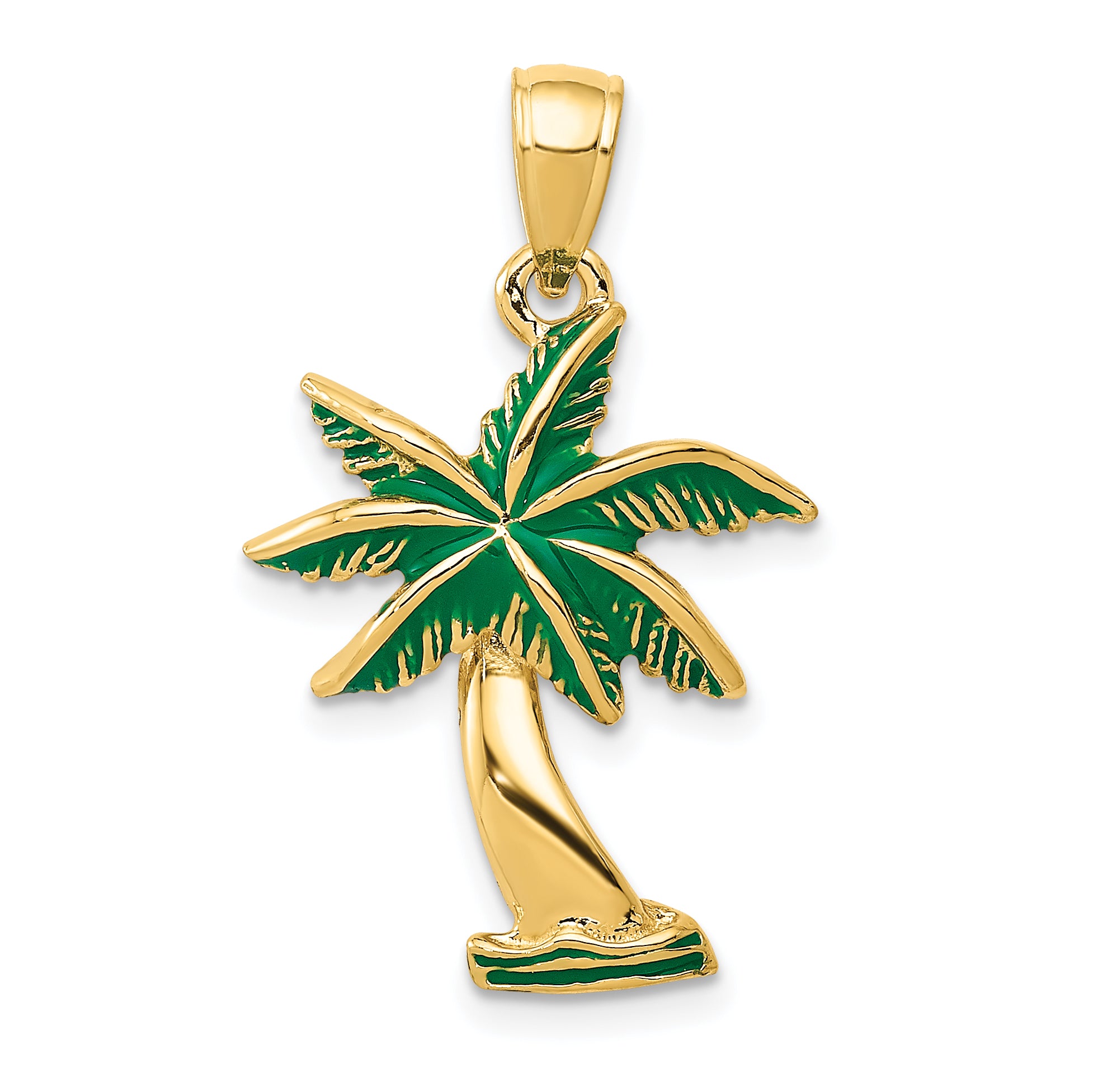 14k Enameled Palm Tree Pendant