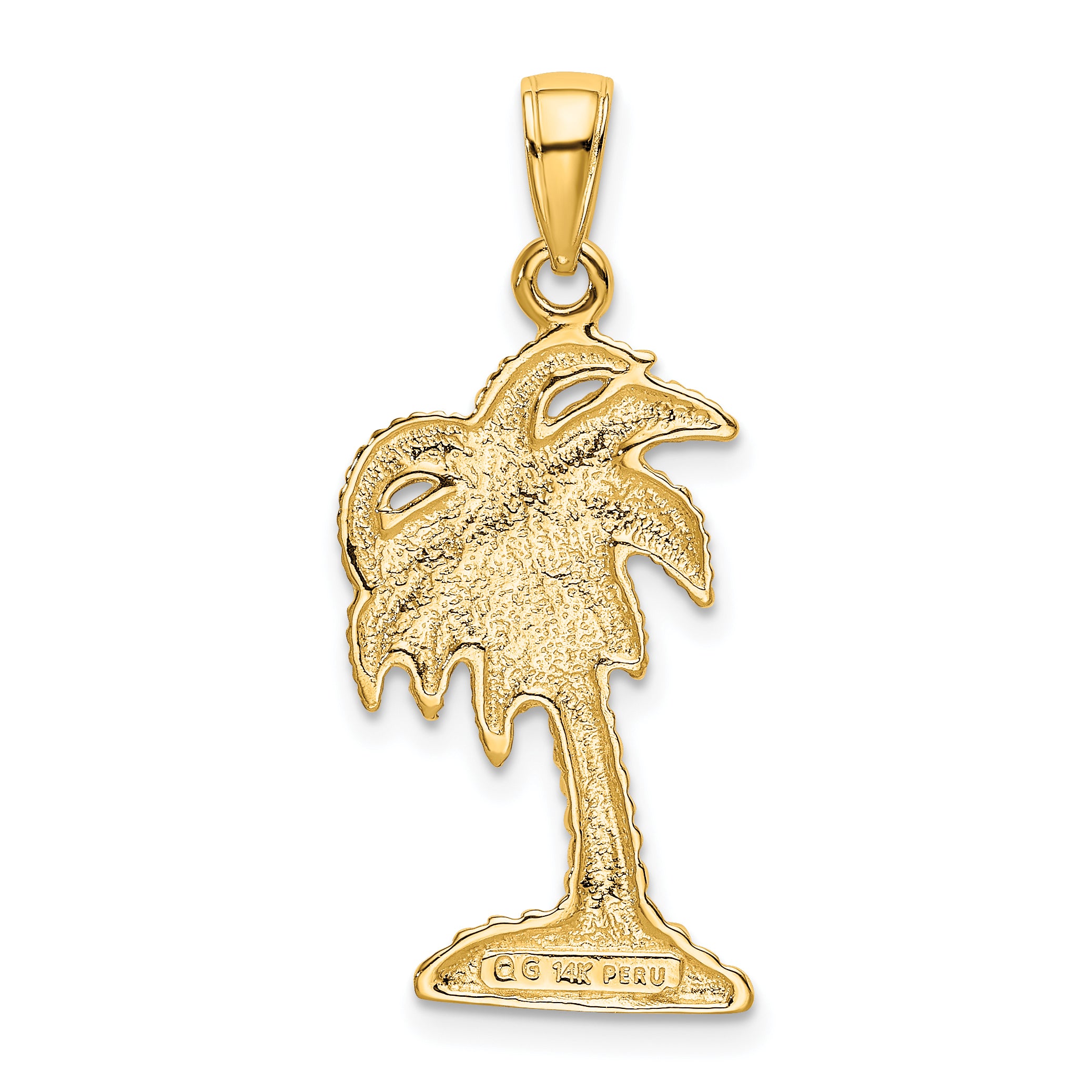 14K Gold Palm Tree Pendant for Men Solid, Casted Design