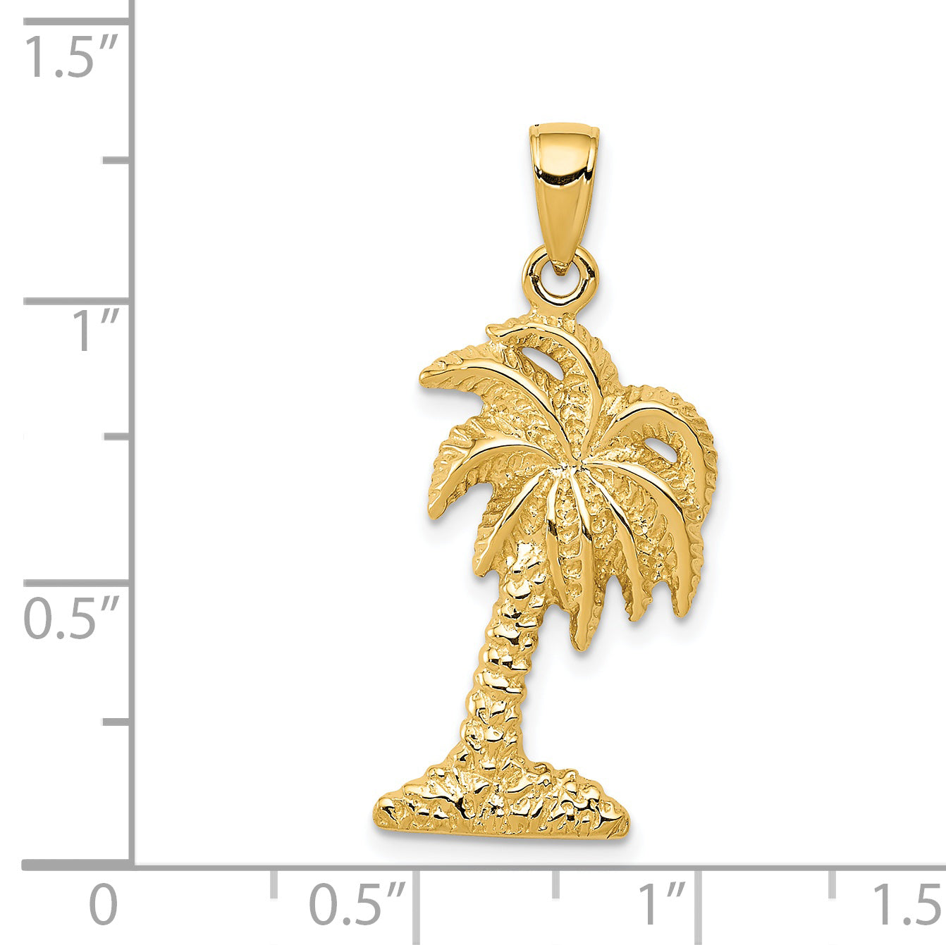 14K Gold Palm Tree Pendant for Men Solid, Casted Design