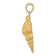 14K Gold Conch Shell Pendant for Men with Polished Textured Finish