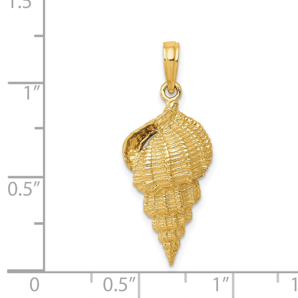 14K Gold Conch Shell Pendant for Men with Polished Textured Finish