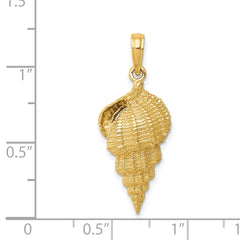 14K Gold Conch Shell Pendant for Men with Polished Textured Finish