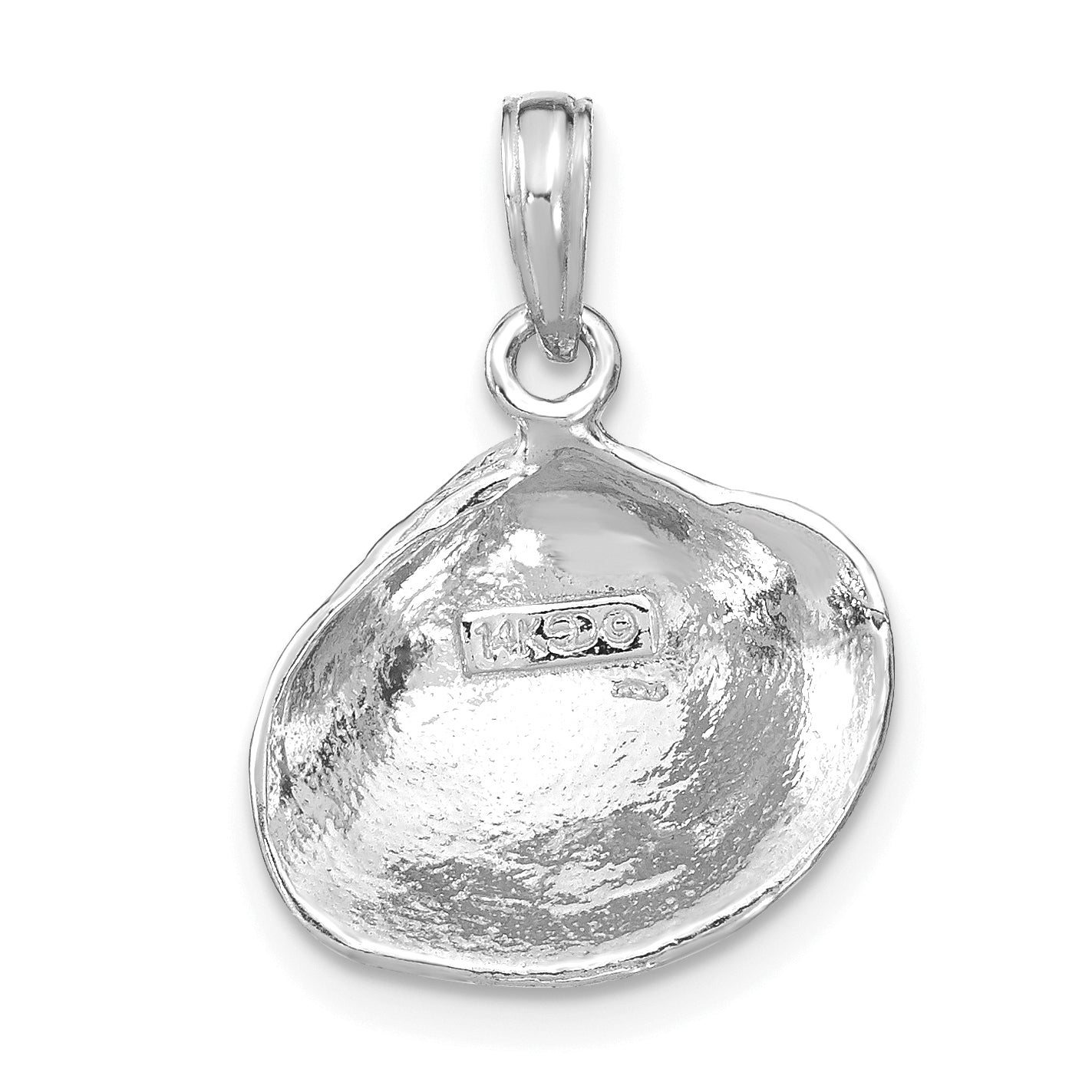 14K White Gold Medium Clam Shell Pendant