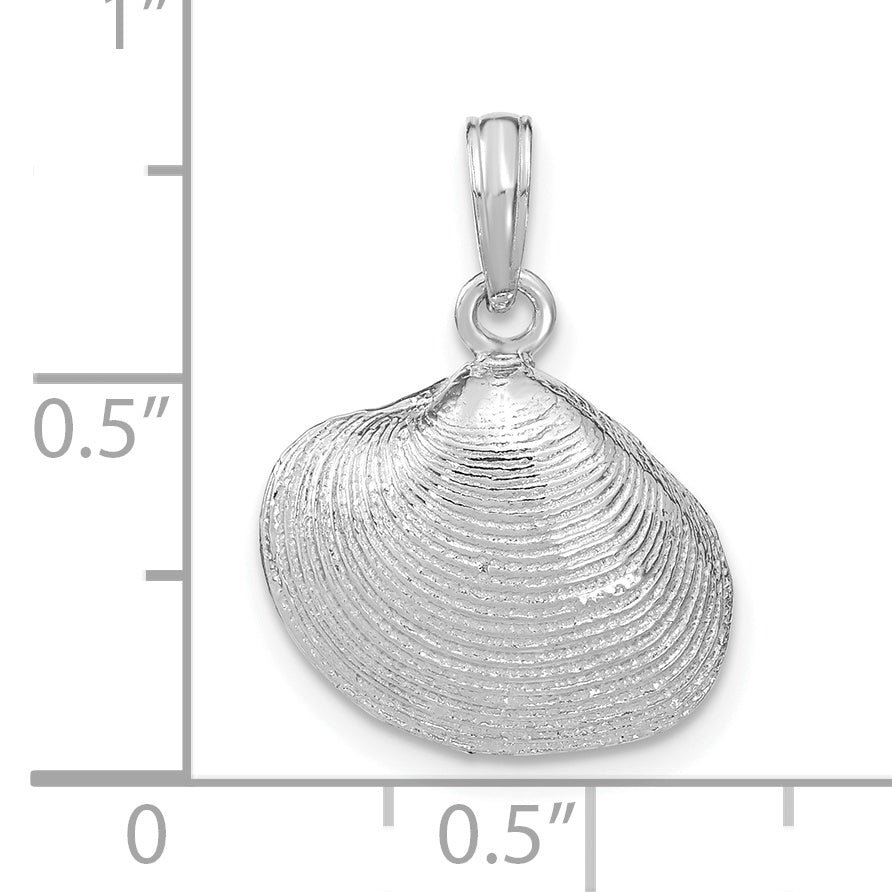 14K White Gold Medium Clam Shell Pendant