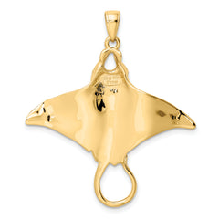 14K Gold Manta Ray Pendant for Men with Polished Solid Design