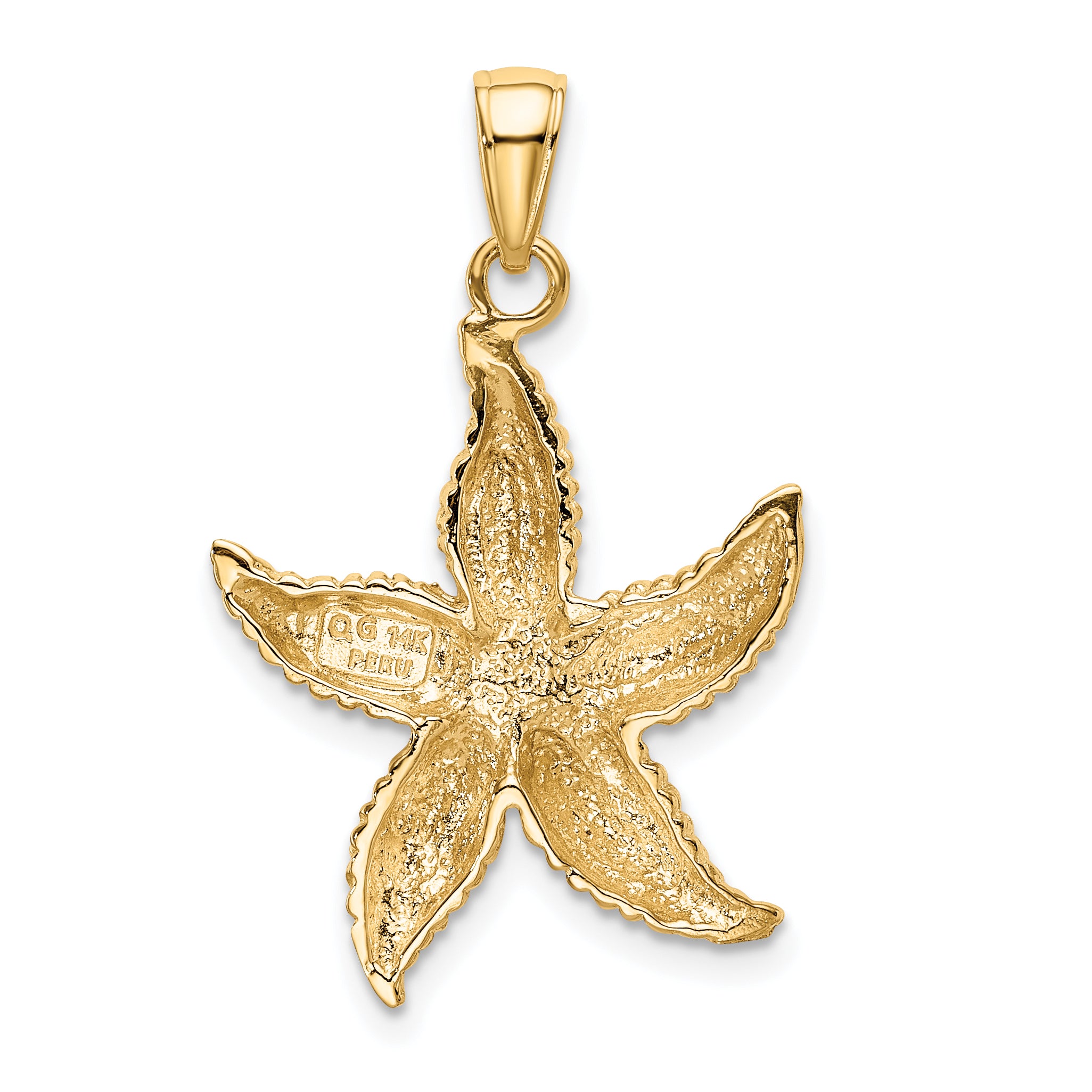 14k Textured Starfish Pendant