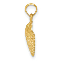 14K Gold Scallop Shell Pendant with Polished Textured Finish