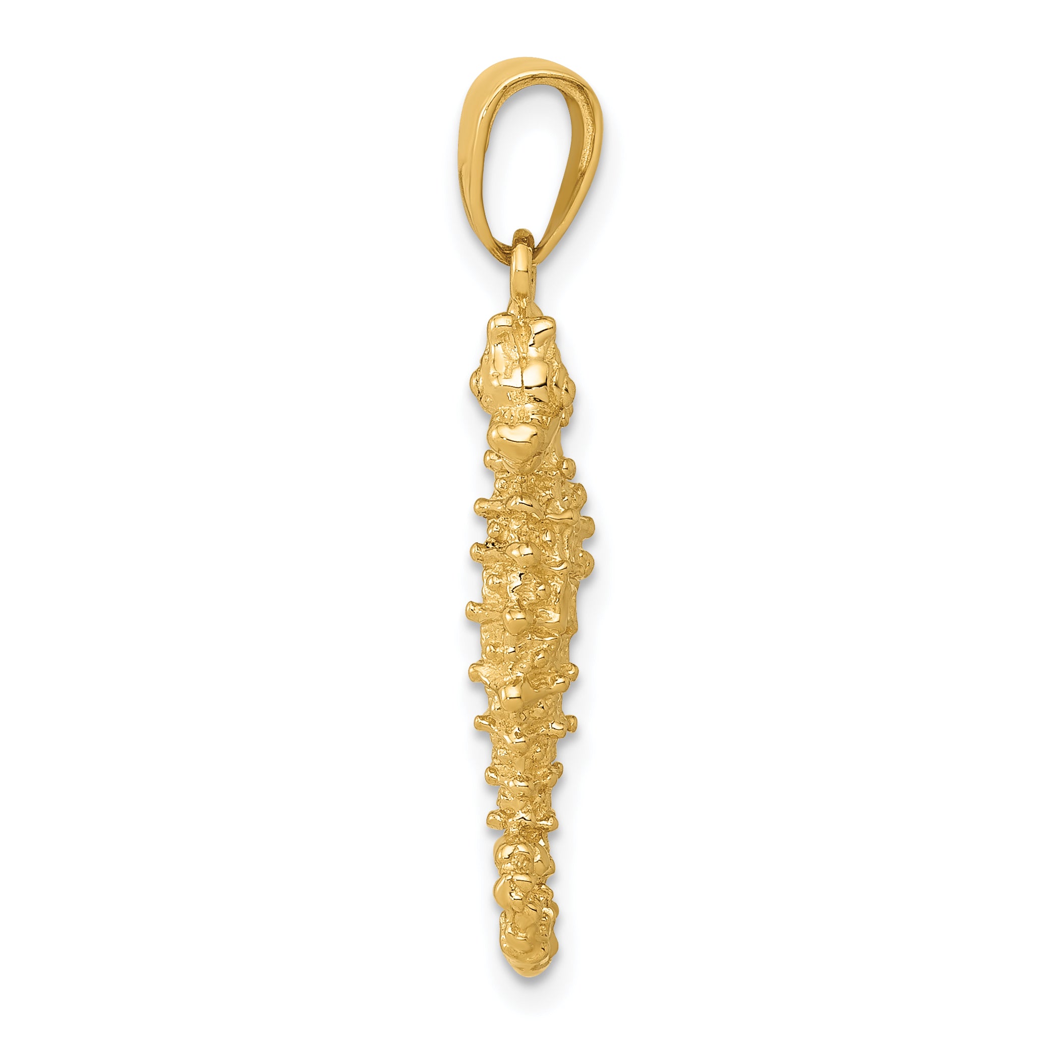 14K Gold 3D Seahorse Pendant with Polished Textured Finish  Sophia Jewelers