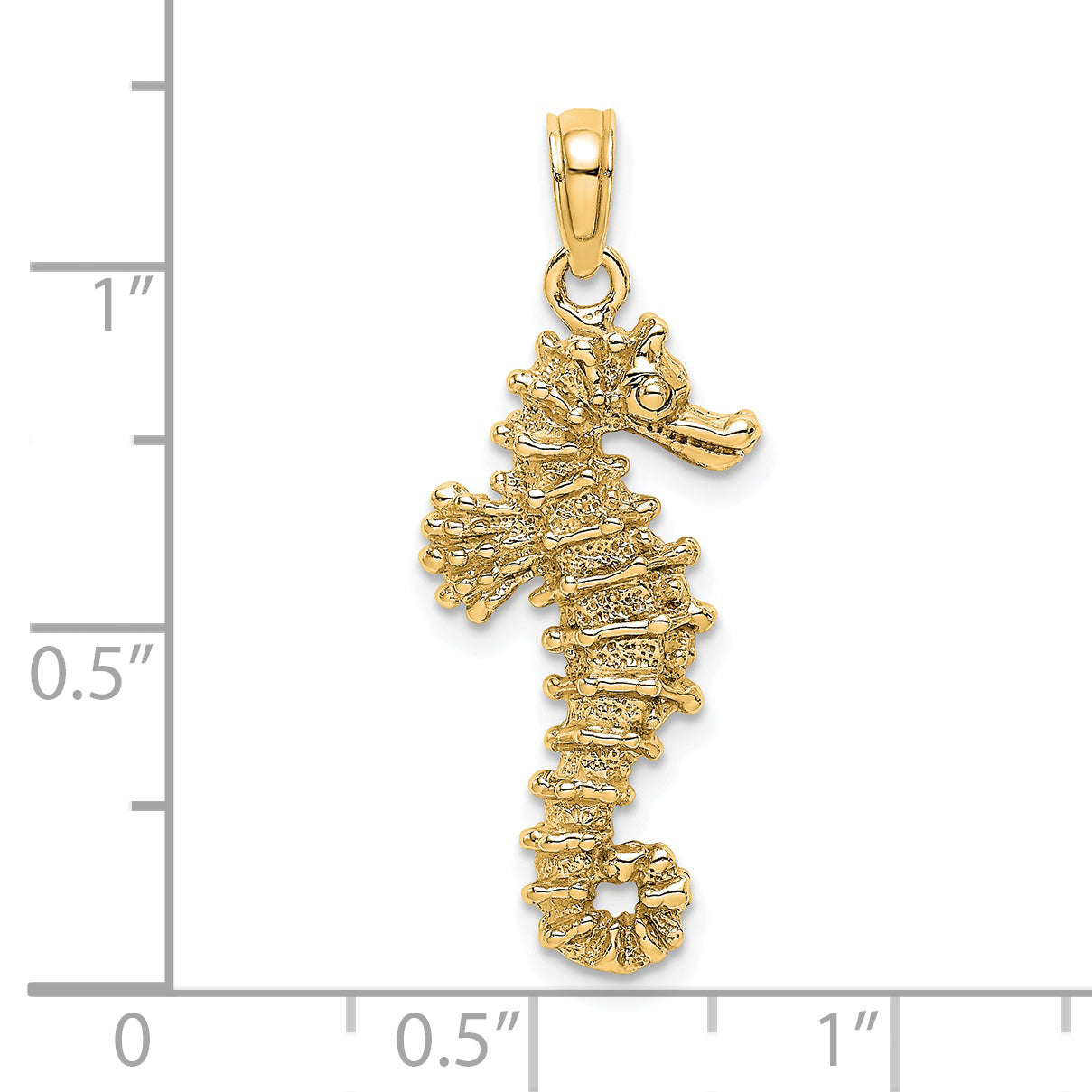 14K Gold 3D Seahorse Pendant with Polished Textured Finish  Sophia Jewelers