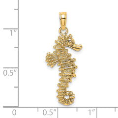 14K Gold 3D Seahorse Pendant with Polished Textured Finish  Sophia Jewelers