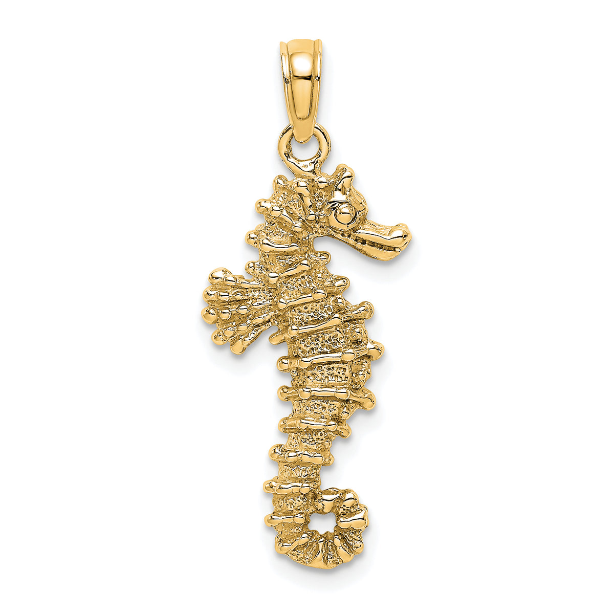 14k 3D Seahorse Pendant