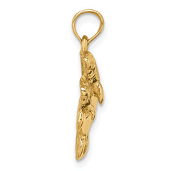 14K Gold Polished Double Manatee Pendant Solid Cast Design