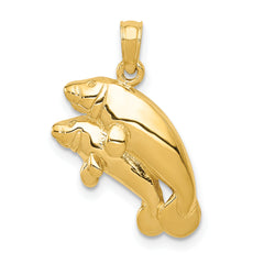 14k Polished Double Manatee Pendant