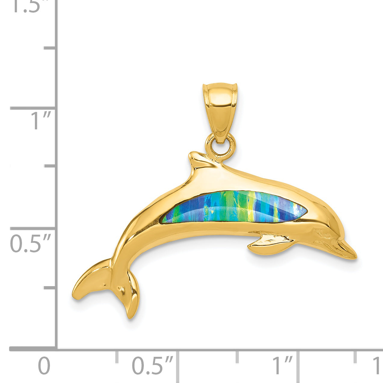 14K Lab Created Opal Dolphin Pendant