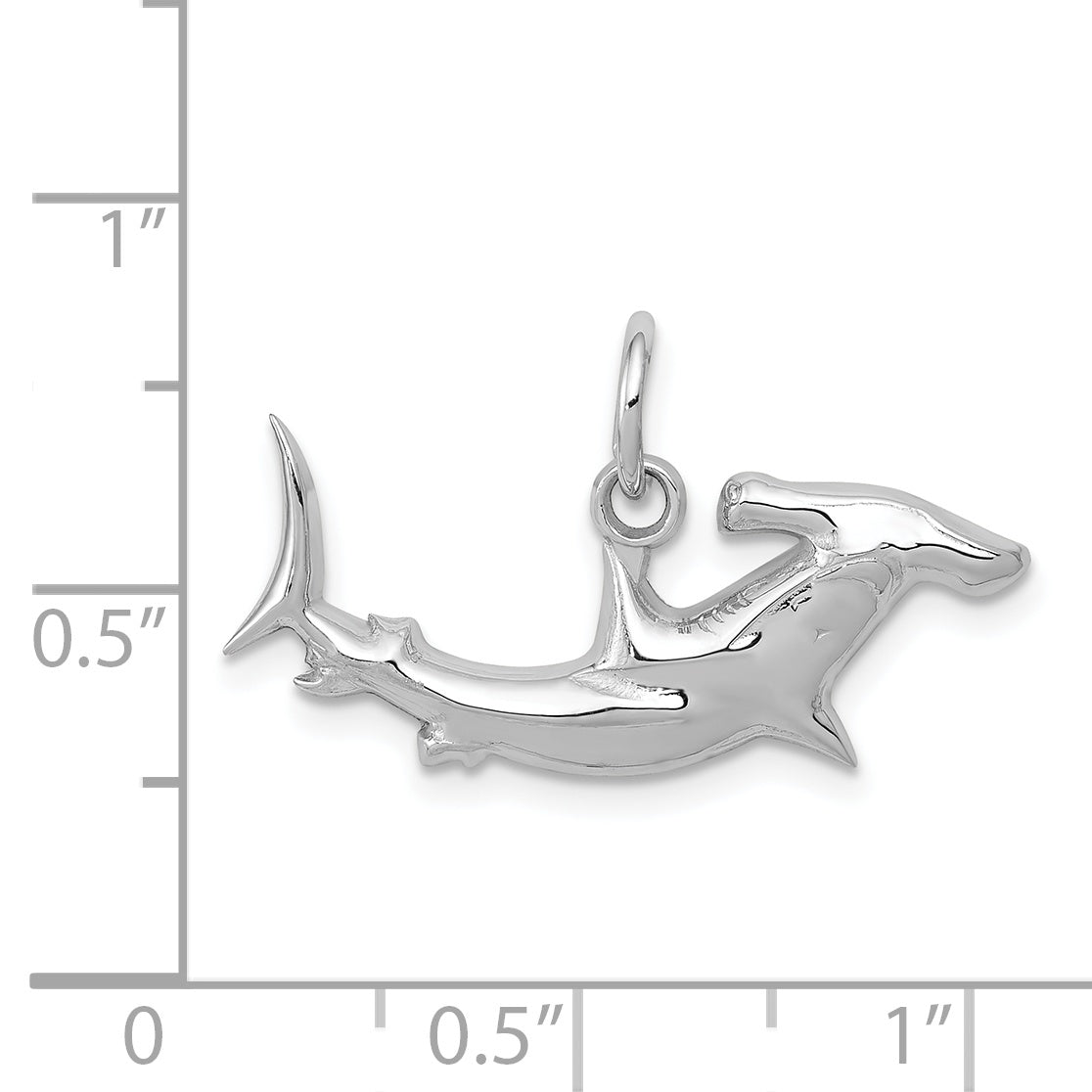 14k White Gold Hammerhead Shark Charm