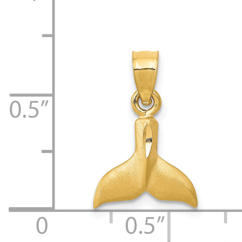 14K Solid Gold 3D Whale Tail Pendant for Men  Elegant Cast Design