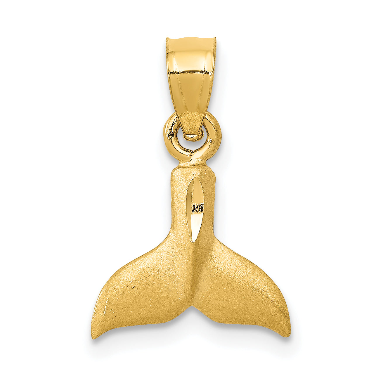 14K 3D Whale Tail Pendant