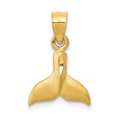 14K 3D Whale Tail Pendant