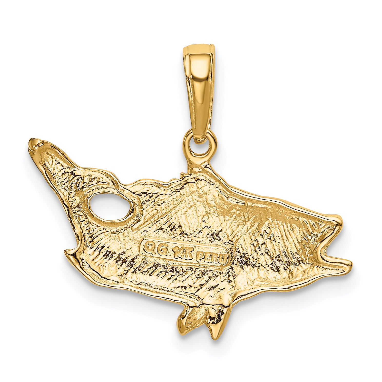 14k Open Mouthed Bass Fish Pendant