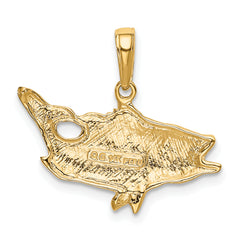 14k Open Mouthed Bass Fish Pendant