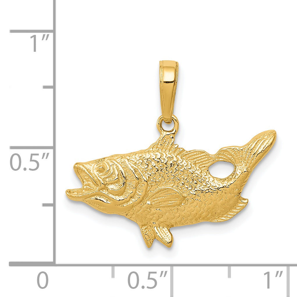 14k Open Mouthed Bass Fish Pendant