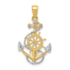 14K w/ Rhodium Anchor w/Rope Pendant