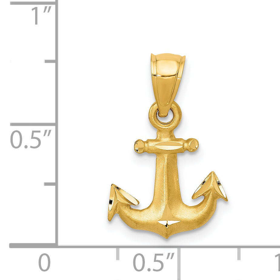 14K Gold Diamond-Cut Anchor Pendant for Men Solid & Casted