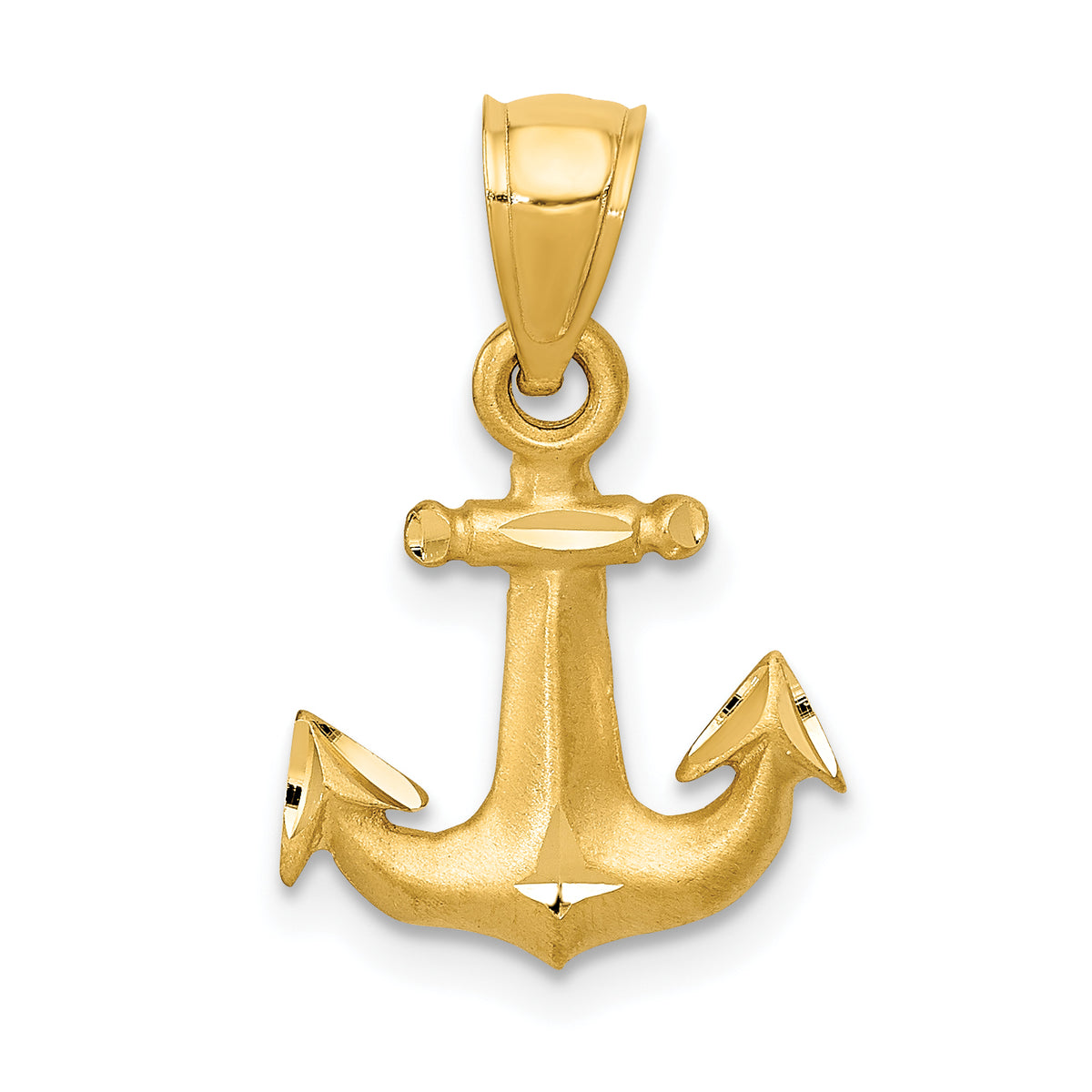 14K Diamond-cut Anchor Pendant