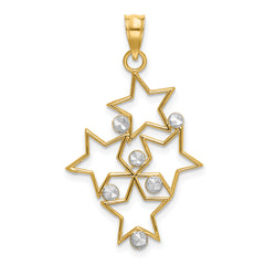 14K w/Rhodium Diamond-cut Star Cluster Charm