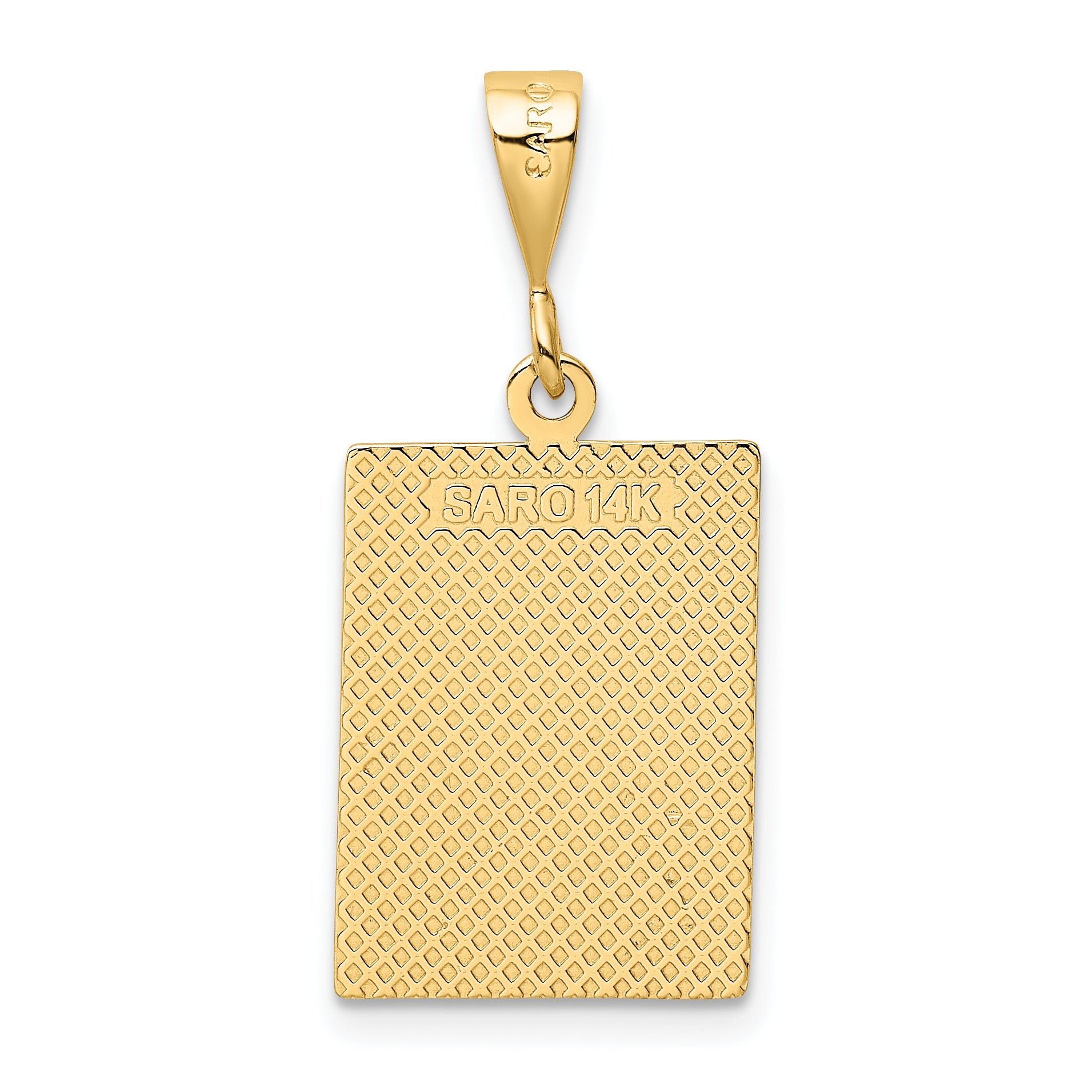 14K Gold Friend Pendant with Polished Finish and Textured Back