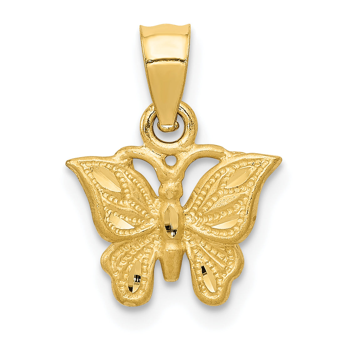 14K Diamond-cut Butterfly Pendant