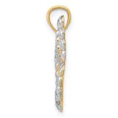 14K Gold and Rhodium Butterfly Pendant with Diamond-Cut Detail