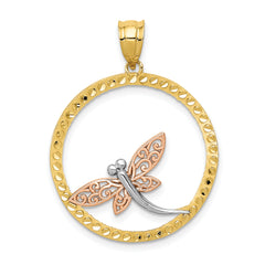 14K Two-tone w/White Rhodium Dragonfly Pendant