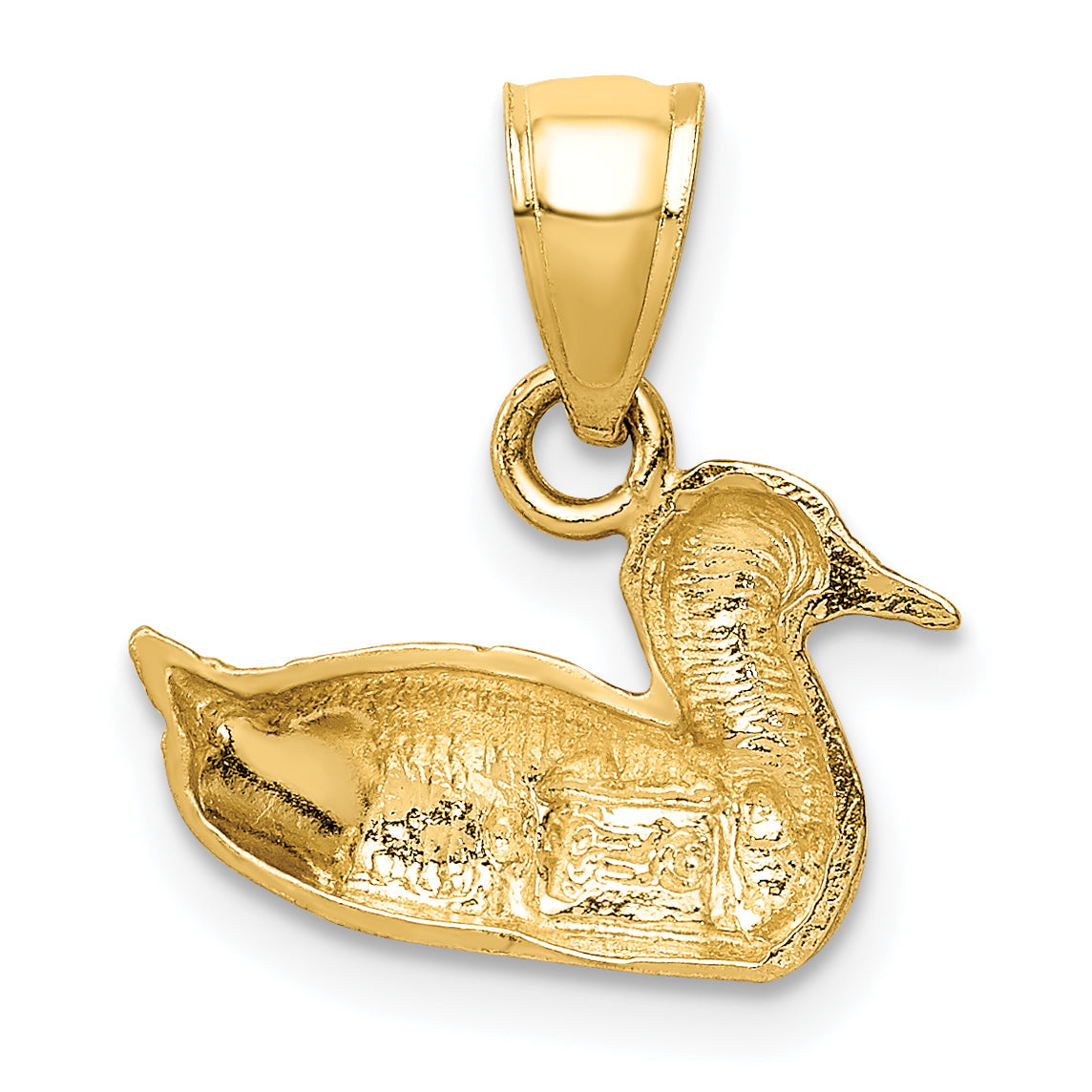 14K Diamond-cut Duck Pendant