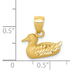 14K Diamond-cut Duck Pendant